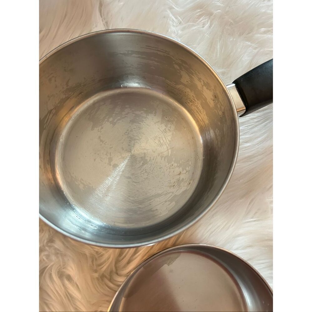 REVERE WARE Set Of 2 Copper Bottom 2 Quart Pot & 3/4 quart pot - Picture 4 of 8